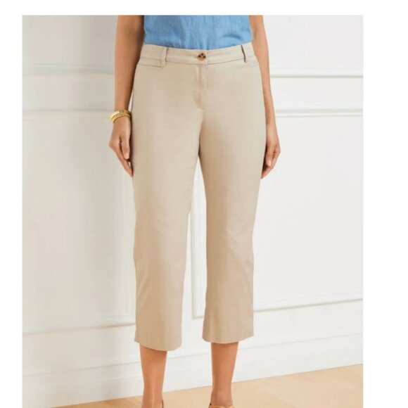 NWT Talbots Perfect Skimmer Slim Leg Pedal Pusher Pants Size 10 in Tan cotton - Picture 1 of 14